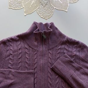 Talbots M cable knit mock neck cotton wool sweater